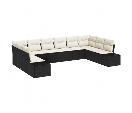 10 Daļu Dārza Dīvānu Komplekts Ar Spilveniem Melns Polietilēna Rotangpalmas Vidaxl