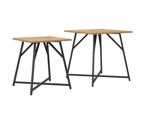 Vidaxl Sānu Galdu Komplekts 2 Gabali Amatu Ozola Ar Inženierijas Koku Un Metālu