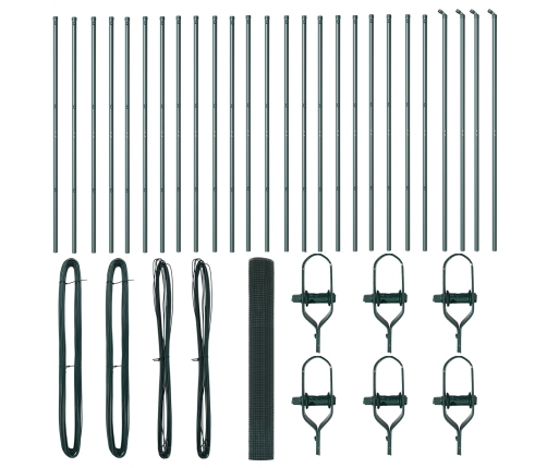 Vidaxl Savilktais Vads Ar 13 Stabiem Zaļš 1.2X50 M Tērauds