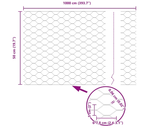 Vidaxl Žogu Stabi 5 Gab U-Kanāls 60 Cm Cinkots Tērauds,  Sešstūra Žogs 0.5X10 M Cinkots Tērauds Vidaxl