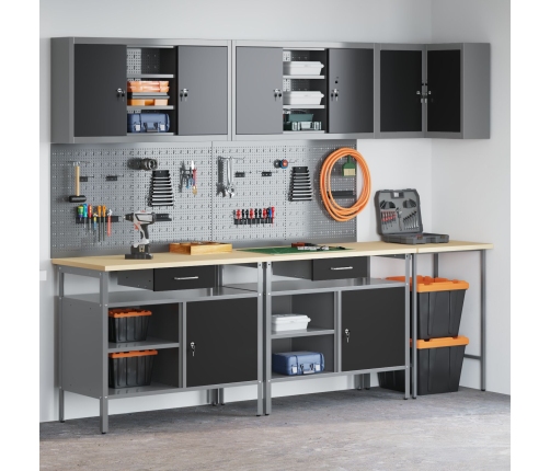 10 Daļu Rīku Glabāšanas Galda Komplekts Melnā Inženierijas Kokā Un Metalā Vidaxl