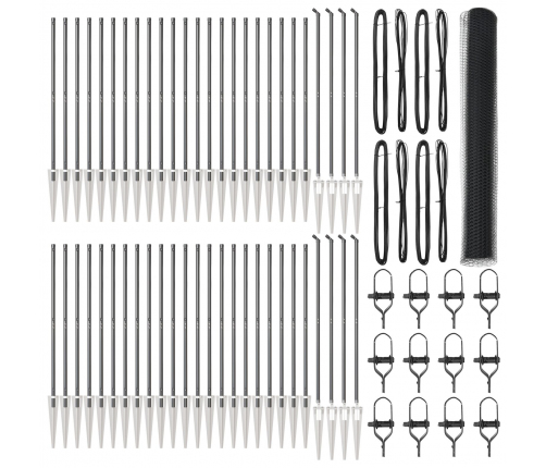 Vidaxl Sešu Stūru Žogs Pelēks 1,2X100 M Tērauds,  Žogu Stabus Ar Kāju 13 Gab Ø32 Mm 140 Cm Cinkots Tērauds Vidaxl