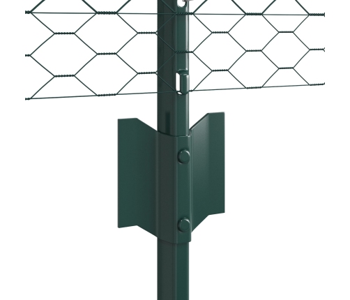 Vidaxl Žoga Stabi 11 Gabali U-Kanāls Zaļš 60 Cm Tērauds,  Sešstūra Žogs Zaļš 0.5X10 M Tērauds Vidaxl