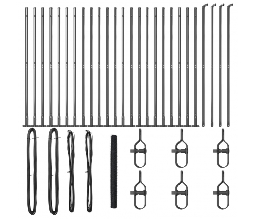 Vidaxl Sešstūra Žogs Pelēks 1.5X50 M Tērauds,  Žoga Stabi Ar Pamatplāksnēm 13 Gabali Ø32Mm 83.5Cm Galvanizēts Tērauds Vidaxl