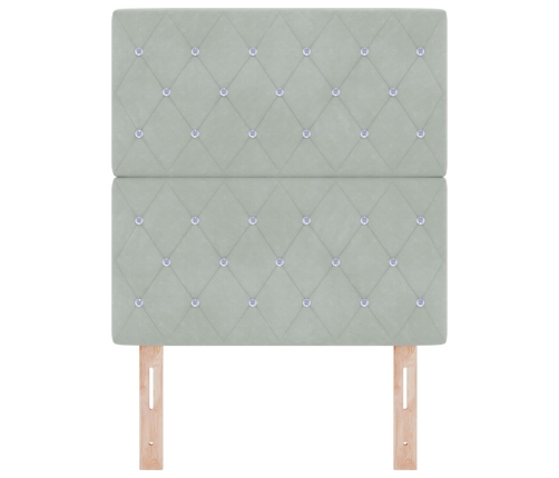 Vidaxl Gultas Galvgalis Kristāla Pogas Tuftēts Gaiši Pelēks 80 Cm Samts,  Gultas Galvgalis Kristāla Pogas Tuftēts Gaiši Pelēks 160 Cm Samts Vidaxl