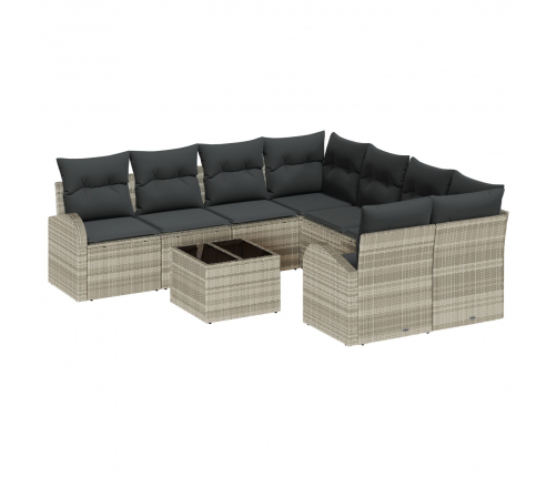 Vidaxl 9-Daļīgs Dārza Dīvānu Komplekts Ar Spilveniem Gaiši Pelēks Polietilēna Rotangpalma,  2-Vietīgs Dārza Dīvāns Ar Uzglabāšanu Un Spilveniem Gaiši Pelēks Polietilēna Rotangpalma Vidaxl