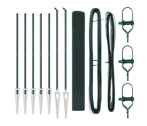 Zaļais Žoga Stabu Komplekts 2 Gabali Zaļš Metāls 10 X 1 M Vidaxl