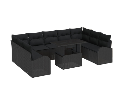 10 Daļu Dārza Dīvānu Komplekts Ar Spilveniem Melnā Poli Rotangpalma Vidaxl