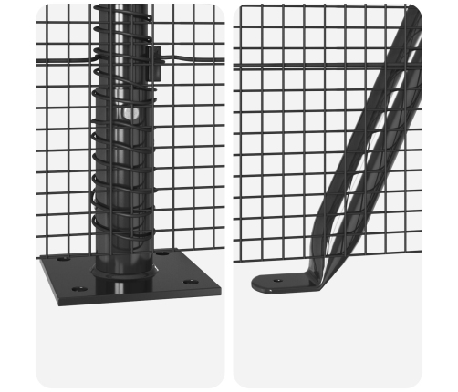 Žogu Stabu Komplekts 2 Gabali Pelēks Cinkots Tērauds 10 X 1.5 M Vidaxl