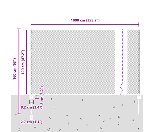 Vidaxl Nožogojuma Stabi 10 Gab. U-Veida Kanāls 120 Cm Galvanizēts Tērauds,  Sešstūra Nožogojums 1.2X10 M Galvanizēts Tērauds Vidaxl