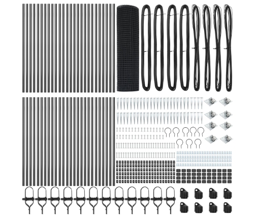 Vidaxl Savilktā Metāla Žogs Ar 13 Enkora Stabiem Pelēks 0.5X100 M Tērauds