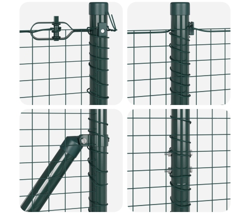 Vidaxl Metinātais Stūra Žogs Ar 13 Stabiem Zaļā 1.4X25 M Tērauda