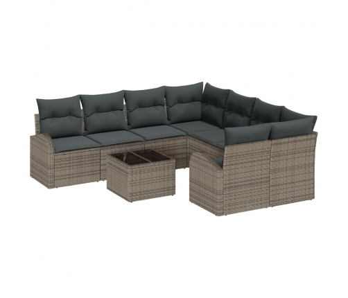 Vidaxl 9 Gabalu Dārza Dīvānu Komplekts Ar Spilveniem Pelēks Poli Ratan,  2 Sēdekļu Dārza Dīvāns Ar Uzglabāšanu Un Spilveniem Pelēks Poli Ratan Vidaxl