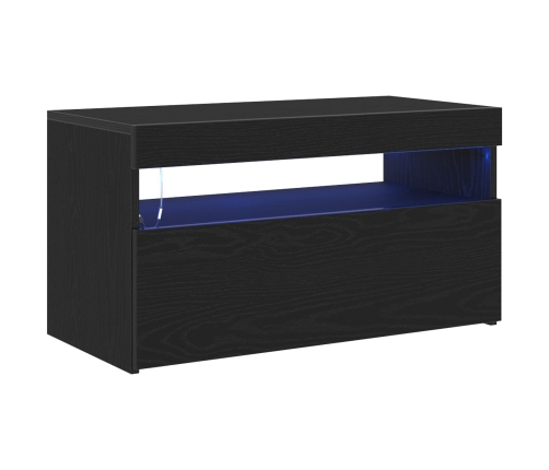 Tv Galds Ar Led Gaismām, Melnā Ozola Krāsā, Izmēri 75X35X40 Cm, Ražots No Inženierijas Koka Vidaxl