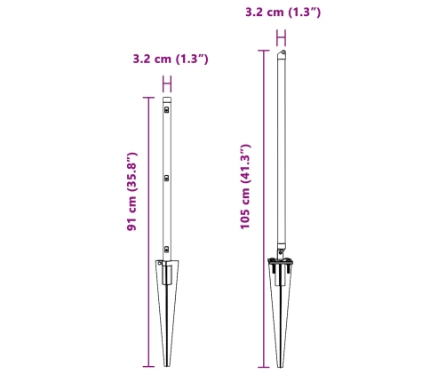 Žoga Stabi Ar Izsistu 7 Gabali Ø32 Mm 60 Cm Cinkota Tērauda Vidaxl