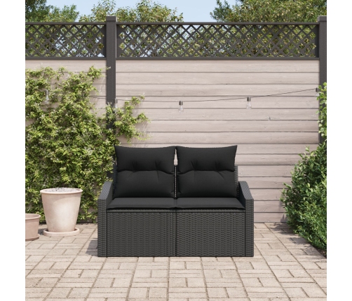 2-Vietīgs Dārzs Dīvāns Ar Uzglabāšanu Un Spilveniem Melns Polietilēna Rotangpalma Vidaxl