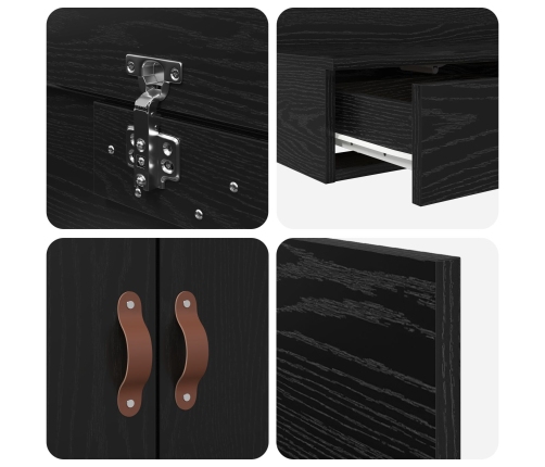 Vidaxl Uzglabāšanas Gultas Rāmis Melns Ozols Inženierijas Koks