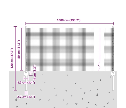 Savelkams Žogs Ar 5 U Balstiem Sudrabs 0.8X10 M Tērauds Vidaxl