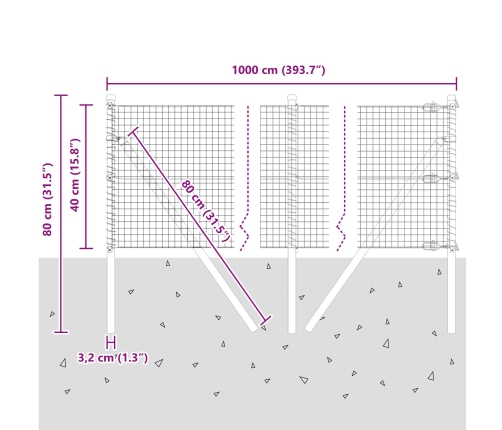 Savilktais Stiepļu Žogs Ar 7 Stabiem 0.4X10 M Galvanizētā Tēraudā Vidaxl