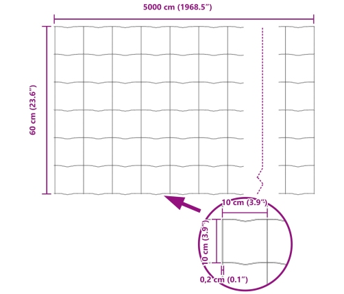 Vidaxl Eiro Žogs Ar 11 U Kājām Sudrabs 0.6X50 M Tērauds