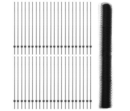 Vidaxl Žogu Stabi 22 Gb U-Kanāls Pelēks 150 Cm Tērauds,  Sešstūra Žogs Pelēks 1.5X100 M Tērauds Vidaxl