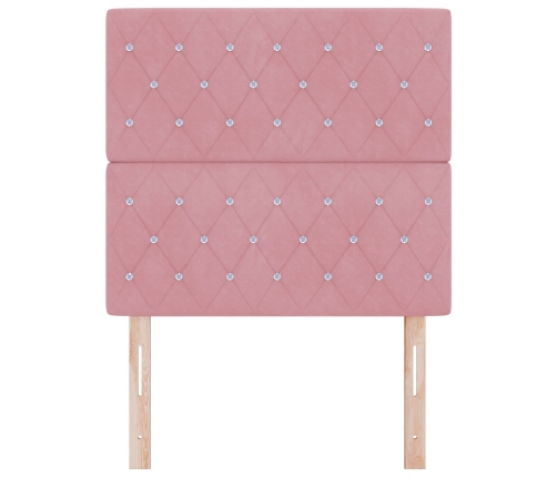 Vidaxl Gultas Galvgalis Kristāla Pogu Tuftēts Rozā 100 Cm Samts,  Gultas Galvgalis Kristāla Pogu Tuftēts Rozā 200 Cm Samts Vidaxl