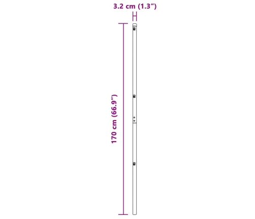 Žoga Stabi 52 Gab Ø32 Mm 170 Cm Cinkots Tērauds Vidaxl