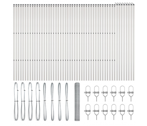 Vidaxl Sešstūra Sēta 1X100 M Cinkota Tērauda,  Sētas Balsti 13 Gab Ø32 Mm 150 Cm Cinkota Tērauda Vidaxl