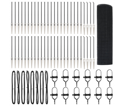 Vidaxl Savilktā Metāla Žogs Ar 13 Enkora Stabiem Pelēks 0.5X100 M Tērauds