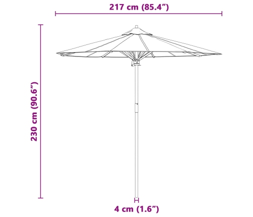 Dārza Lietussargs Krēmkrāsas 217X230 Cm No Bambusa Vidaxl