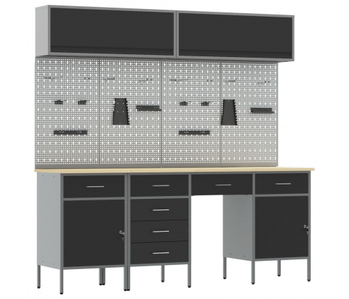 10 Gabalu Darba Galda Komplekts Melnā Tēraudā Vidaxl