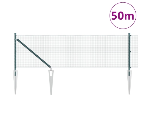 Savilktais Metāla Žogs Ar 13 Stabiem Zaļš 0.8X50 M Tērauds Vidaxl