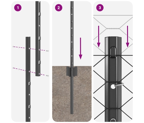 Vidaxl Žoga Stabi 22 Gabali U-Kanāls Pelēks 120 Cm Tērauds,  Heksagona Žogs Pelēks 1.2X100 M Tērauds Vidaxl