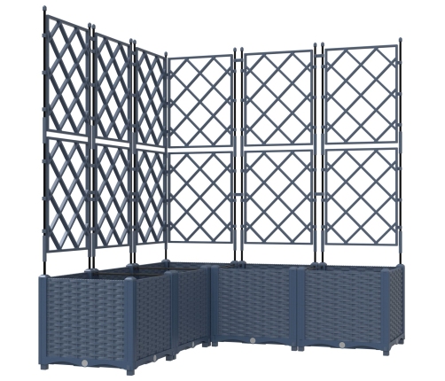 Dārza Stādītājs Ar Trelli 5 Gb Pelēks 120X120X143 Cm Vidaxl