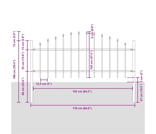 Žoga Paneļi Ar Spieķu Arku 7 Gab. Komplekts Balts Vidaxl