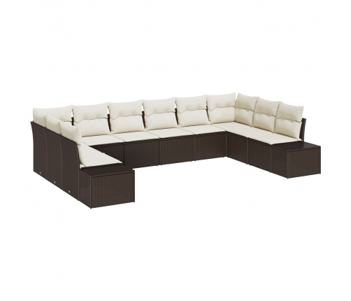 10 Daļu Dārza Dīvānu Komplekts Ar Spilveniem Brūns Polietilēna Rotangpalma Vidaxl