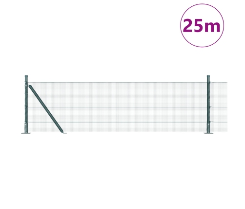 Savilkto Stiepļu Žogs Ar 13 Pielāgojamiem Stabiem Zaļš 0.4X25 M Tērauds Vidaxl