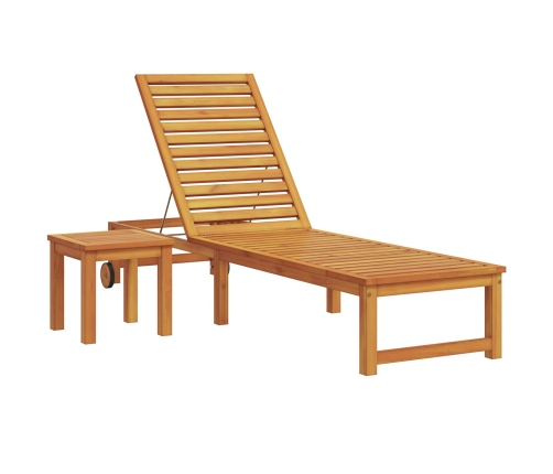 Vidaxl Sauļošanās Krēsls Ar Galdiņu No Cietas Akācijas,  Sauļošanās Krēsls No Cietas Akācijas Vidaxl