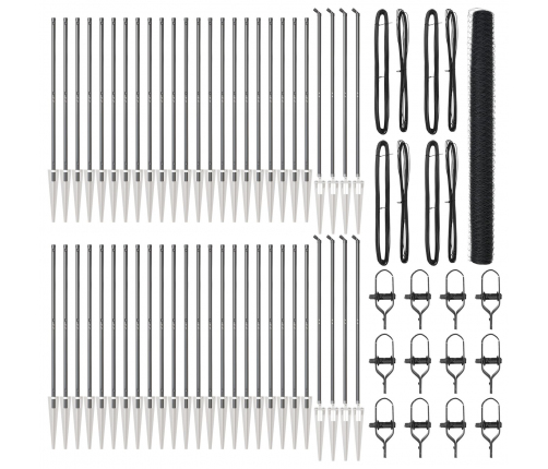 Vidaxl Sešstūra Žogs Pelēks 1.5X100 M Tērauds,  Žoga Stabi Ar Spici 13 Gab Ø32 Mm 170 Cm Cinkots Tērauds Vidaxl