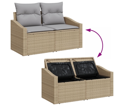 11 Gabalu Dārza Dīvānu Komplekts Ar Spilveniem Bēšs Poli Rattan Vidaxl