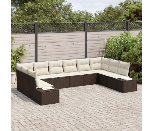 10 Gab. Dārza Dīvāna Komplekts Ar Spilveniem Brūnā Poli Rotangpalmas Vidaxl