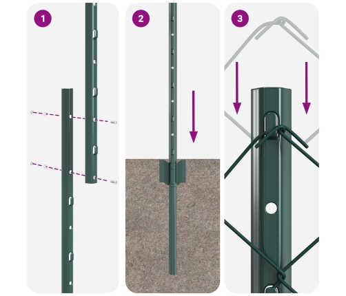 Žoga Tīkla Siets Ar 10 U Stabiem Zaļā Krāsā 1.5X10 M Tērauda Vidaxl
