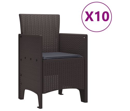 11 Daļu Dārza Galdu Komplekts Ar Spilveniem Brūnā Poli Rotangpalmas Vidaxl