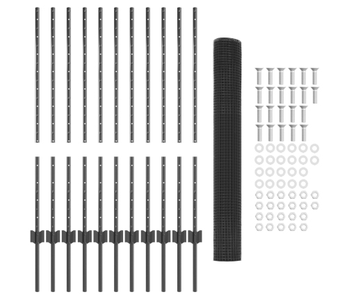 Vistas Stiepļu Žogu Komplekts 2 Gab. Pelēks Pulverkrāsots Tērauds Vidaxl