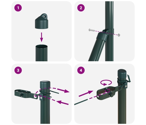 Žoga Stabi 52 Gab. Zaļa Ø32 Mm 150 Cm Cinkots Tērauds Vidaxl