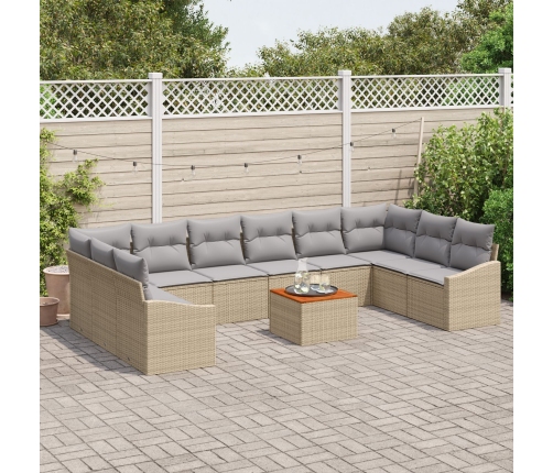 11 Gabalu Dārza Dīvānu Komplekts Ar Bēša Poli Rotangpalmu Vidaxl