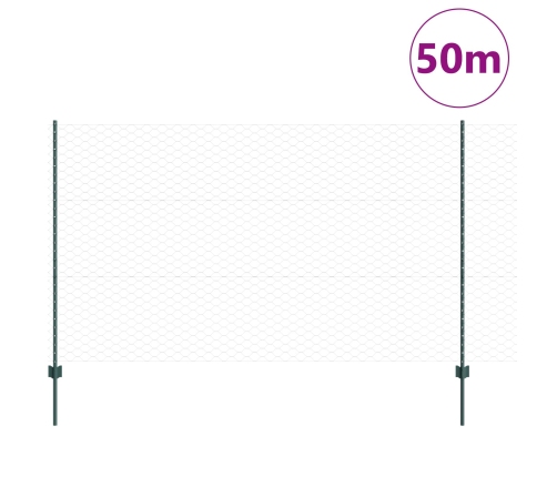 Vidaxl Žogu Stabi 11 Gab U-Kanāls Zaļš 140 Cm Metāls,  Sešstūra Žogs Zaļā 1.4X50 M Metāls Vidaxl