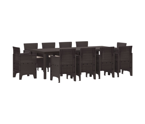 11 Daļīgs Dārza Ēdamgalds Ar Spilveniem Brūnā Polietilēna Rotangā Vidaxl