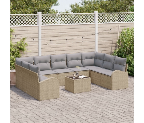 10 Daļu Dārza Dīvānu Komplekts Ar Spilveniem Melnas Poli Rotangpalmas Vidaxl