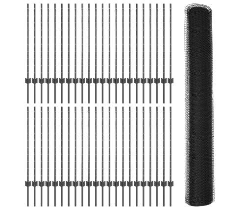 Vidaxl Žoga Stabi 22 Gabali U-Kanāls Pelēks 100 Cm Tērauds,  Sešstūra Žogs Pelēks 1X100 M Tērauds Vidaxl